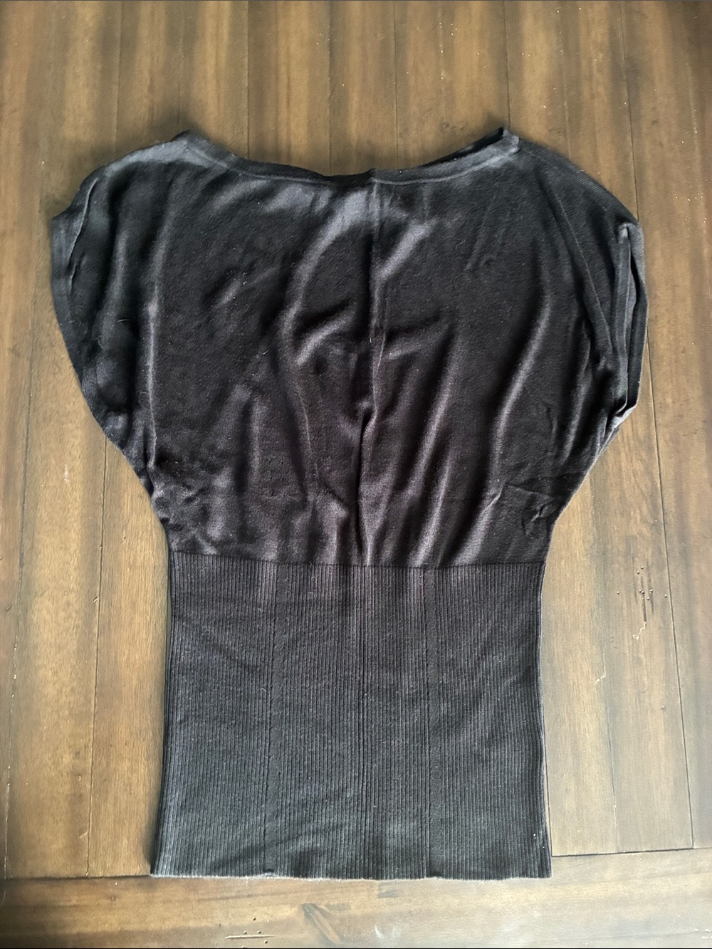 White House Black Market Black Ribbed-Waist Tunic